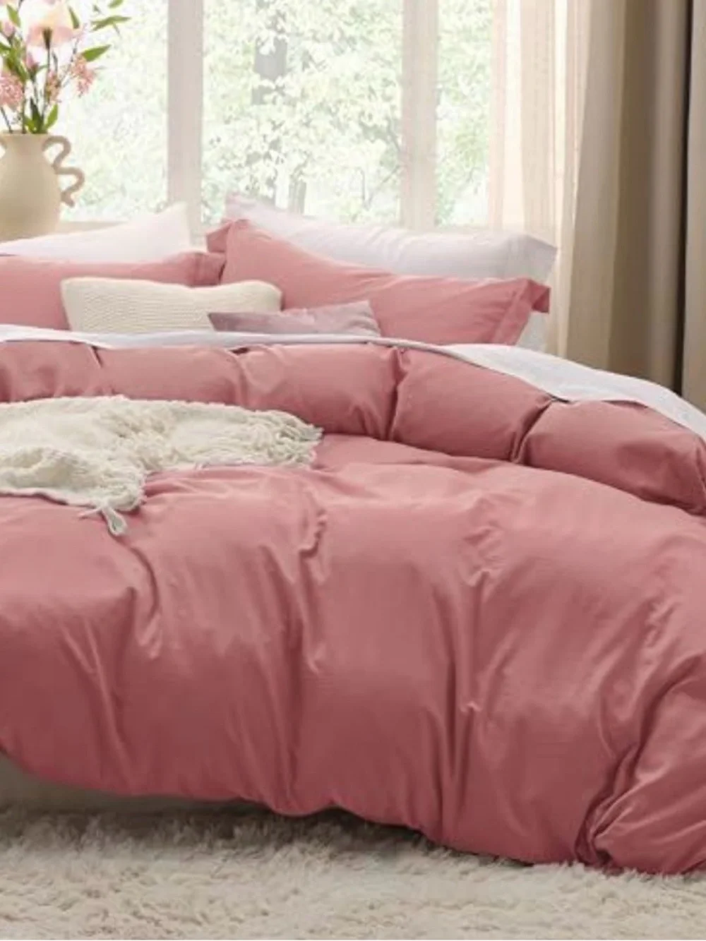 Bedsure 3 piece Soft Rose Duvet Set -  King